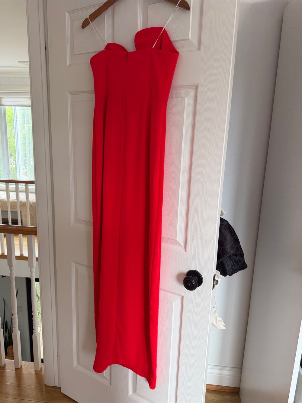Amanda Uprichard Strapless Red Gown with Thigh Slit - Picture 9 of 10